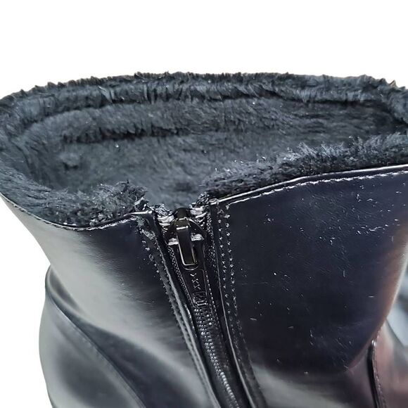 Khombu Women's Black Side Zip Buckle Faux Fur Lining Heeled Ankle Boots Size 9 - Picture 7 of 14